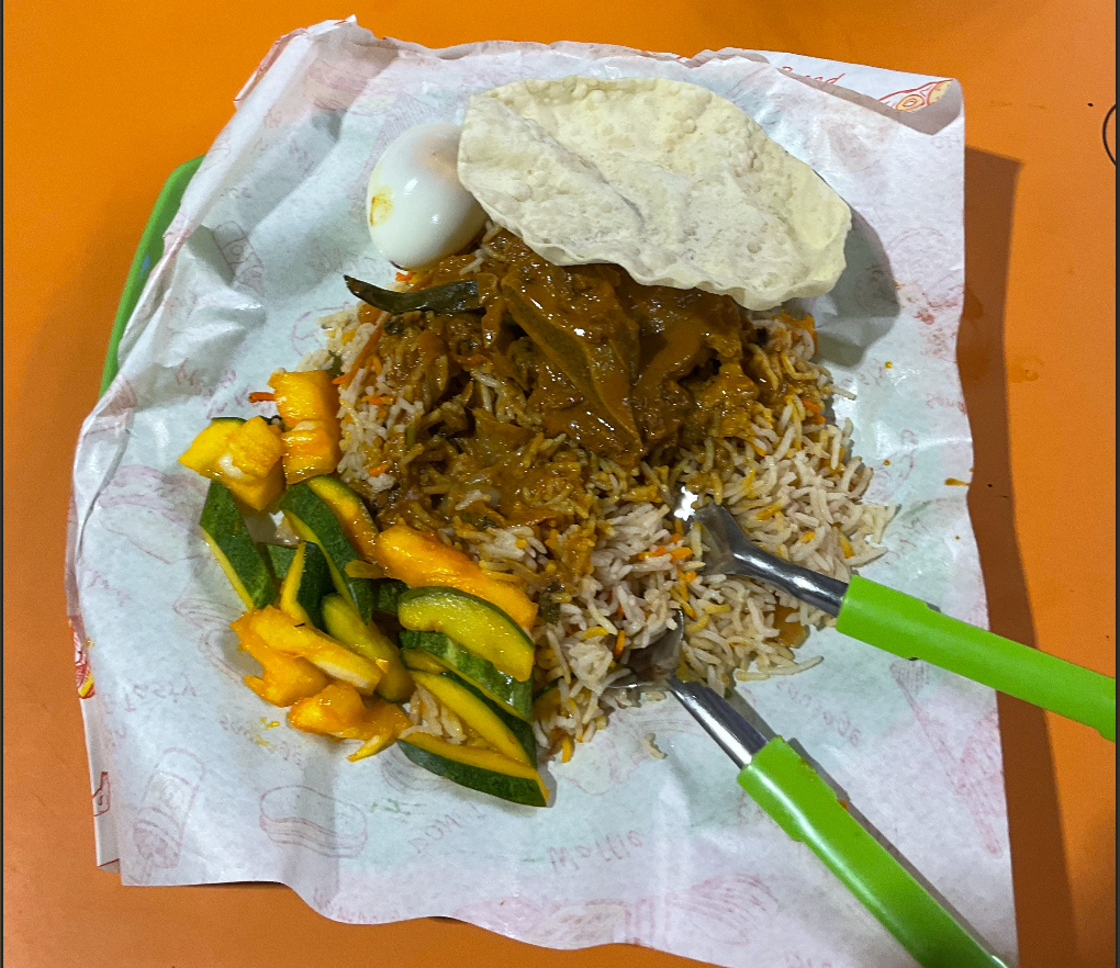 Biriyani at hawkers center in Singapore